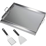 FINEUNAN Edelstahl Grillplatte | 40x30x8 cm | Universal BBQ Plancha aus dickem 2mm &...