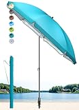 4smile Sonnenschirm Strand SunnyJoy, Türkis - UPF 50+ Strandschirm Ø 180 cm, sicherer...