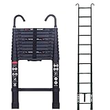 Ausziehleiter mit Haken, 3,2 m, stabilere Dachbodenleiter, Teleskopleiter, Aluminium,...