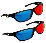 PRECORN 2er Set 3D Brille rot/Cyan (3D-Anaglyphenbrille) hochwertige Brille für 3D...