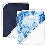 HonestBaby Baby Kapuzenhandtücher aus Bio-Baumwolle, Aquarellwelt/Marineblau,...