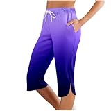 Yoga Hose Damen 3/4 Farbverlauf Caprihose Elastische Taille Sporthose Straight Leg Stretch...