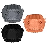 Silikoneinlagen für Luftfritteuse, Mikrowellen-Heizschale, wiederverwendbar, quadratisch,...