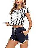 Aseniza Pyjama Damen Kurz Schlafanzug Baumwolle Shorty Nachtwäsche Sommer...