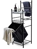 WEEU Badregal aus Metall mit Handtuchhalter und Wäschekorb Standregal Offenes mit 2...