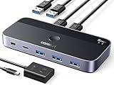 UGREEN USB Switch 2PC mit 1xUSB C Port und 3xUSB A Ports, 2 In 4 Out USB 3.0 Switcher...
