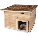 wildlife home Igelhaus Winterfest aus Holz mit Boden & wetterfestem Rindendach I...