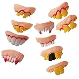 Amosfun Gefälschte Zähne Halloween Vampirzähne Knorrige Zähne Knebelzähne Hässliche...