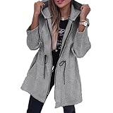 Damen Herbst Und Winter Mode LäSsig Mit Kapuze ReißVerschluss Einfarbig Jacke Damen