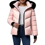 Generisch Winterjacke Damen Warm Leichte Steppjacke Damen Mit Fellkapuze Daunenjacke...