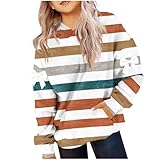 Gestreiftes Pullover Mädchen Hoodie mit Fliege Langarm Kapuzenpullover Oversized Mode...