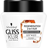 Gliss Kur 2-in-1 Regeneration Kur Total Repair (300 ml), Haarkur mit Keratin...