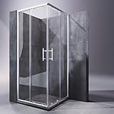 SONNI Duschkabine 90x90x185cm Eckeinstieg Duschabtrennung Doppel Schiebetür Echtglas...