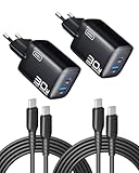 INIU 30W USB C Ladegerät 2-Pack, [USBC + USBA] Schnellladegerät mit Kabel, GaN...