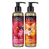 Sinnliches Massage Öle Set 2x200ml - Erdbeere und Vanille - Körper Massage Öl mit...