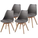ALBATROS Esszimmerstühle 4er Set AARHUS, Grau - Beine aus Buche Massiv-Holz,...