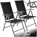 tectake® Aluminium Gartenstuhl 2er Set, Klappstuhl mit hoher Rückenlehne mit 7-facher...