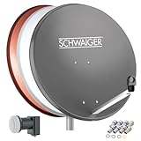 SCHWAIGER 487 SAT-Anlage Satelliten-Set Satellitenschüssel Twin-LNB digital 8X F-Stecker...