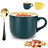 Umllpet Groß Tasse Müslischalen, 600ML Keramik Kaffeetasse mit Löffel Kaffee...