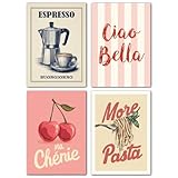 LAVEMA Vintage Küchenbilder Wanddeko Esszimmer Poster Set A4 (21x30cm) Bilder Küche...