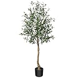 CROSOFMI Künstliche Olivenbaum Pflanzen 120cm Fake Tropische Plastik Pflanze...