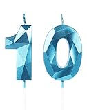 Yiran Geburtstagskerzen Zahlen 10, 5cm 3D Blau, Kerzen für Geburtstag, Torten- und...