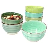 MamboCat Green 6er Müsli-Schalen-Set grün I robuste Steingut-Schüsseln für 6 Personen...