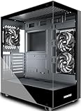MUSETEX ATX PC Gehäuse, 360MM Rad Support, Full-View Dual Tempered Glass Mid...