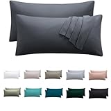 Nesture Kissenbezug 40 x 80 2er Set - kopfkissenbezug 40x80 cm Anthrazit, 100%...