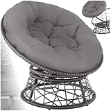 tectake® Papasansessel, gemütlicher Drehsessel mit Kissen rund, bequemer...
