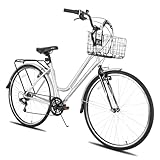 Hiland 700C Cityräder, 28 Zoll Urban City Pendler Fahrrad, Shimano 7 Gang Grau...