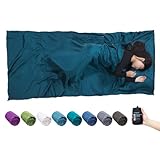 BROWINT Seidenschlafsack, Hüttenschlafsack aus 100% Naturseide, Extrabreite 220x110cm,...