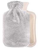 Bonilife Wärmflasche mit Weichem Bezug, 2L Flauschig Plüsch Wärmflasche, Groß...