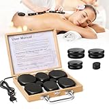 Ricyea Hot Stone Massage Set, 10 Heiße Steine, Massagesteine Set aus Basalt mit...
