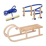 Colint Holzschlitten Rodel 100 cm Hörnerschlitten Leine Lehne Holz Schlitten...