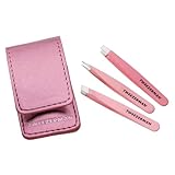 TWEEZERMAN Micro Mini Pinzetten Set (3 Teilig, Augenbrauenzupfen in Reisegröße, Gerade,...