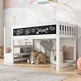Gegtuon Etagenbett Kinderbett 90x200 cm mit Tafeln, Treppe mit Stauraum...