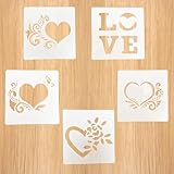 Herzförmige Spitzen Schablone 5 Stück – Wiederverwendbare Plastik Malschablonen für...