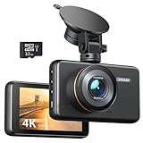 iZEEKER 4K Dashcam vorne mit MicroSD-Karte, 4K 30FPS/1080P 60FPS Autokamera,...