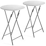 Casaria® 2X Stehtisch Klappbar 110cm Hoch Rund Ø 60cm Outdoor Holz Stabil...