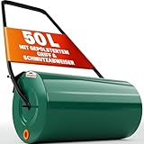 Gardebruk® Rasenwalze 60cm 50L gepolsterter Griff Schmutzabweiser befüllbar Handwalze...