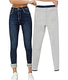 Yehopere Damen Winter Fleece Gefüttert Jeans Slim Fit Warm Skinny High Waist Denim Jeans,...