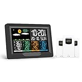 jely Wetterstation Funk mit 3 Außensensor Farbdisplay Thermometer Hygrometer Innen Außen...