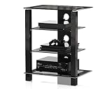 FITUEYES TV Rack HiFi Regal Audio Schrank Glas und Alu Höhenverstellbares Regal...