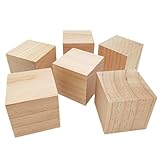 Holzwürfel, 7 cm, 6 Stück, unlackierte quadratische Holzblöcke, natürliche Holzblöcke...
