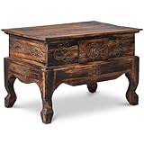 livasia Opiumtisch mit Schublade – 60x40x40cm – Handgeschnitzter...