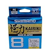 SHIMANO Kairiki 8, 150 Meter, Gelb, 0,130 mm/8,2 kg, geflochtene Angelschnur, 59WPLA58R32