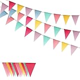 Nutabevr3 Stück Wimpelkette Outdoor,12M 36 Flaggen Leinenimitat Wimpel,Indoor...