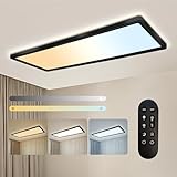 ONDTA LED Deckenleuchte Flach, 22W Schwarz 58x20cm 2700K-6500K, Deckenlampe mit...