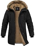 Lonya Winterjacke Herren Fleece Winterparka Warm Gefüttert Wintermantel Mit...